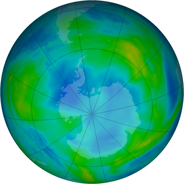 Antarctic ozone map for 01 June 1985